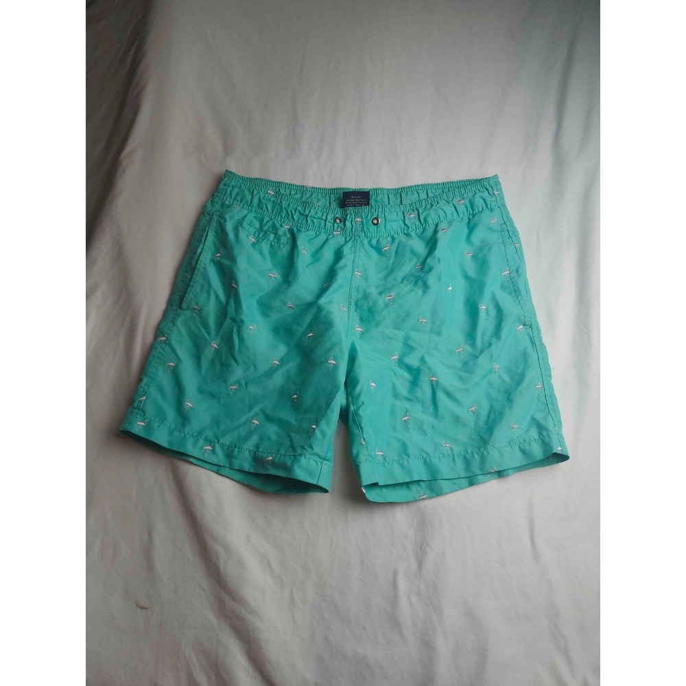 Surf Style Swim Trunks Mens Small Green Flamingo Performance Board Shorts Beach